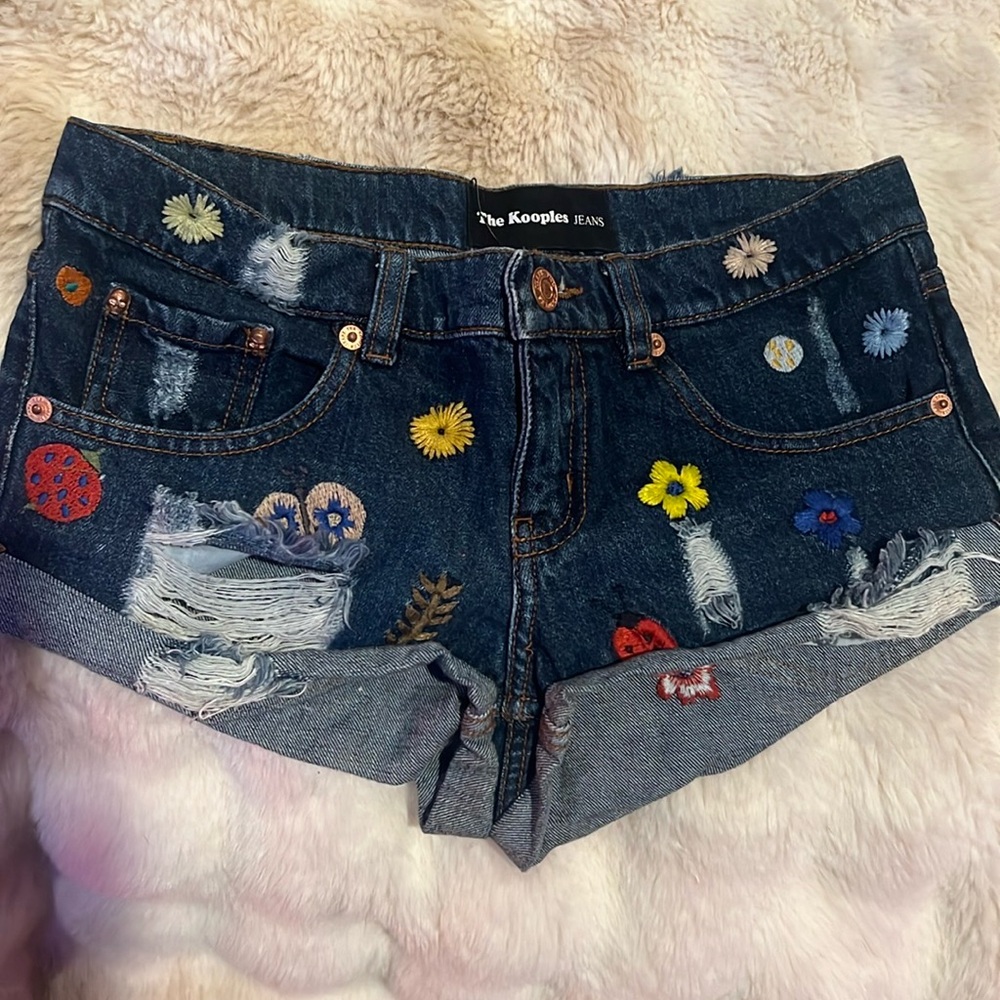 The Kooples jeans Embroidered Denim Shorts